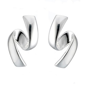Sterling Silver Ribbon Stud Earrings