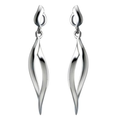 H Samuel Sterling Silver Open Wave Ribbon Drop Earrings