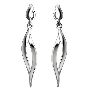 Sterling Silver Open Wave Ribbon Drop Earrings
