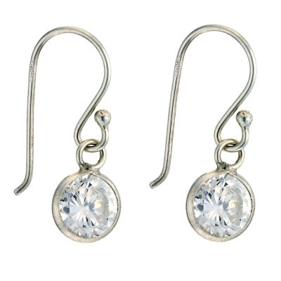 Sterling Silver Cubic Zirconia Drop Hook Earrings