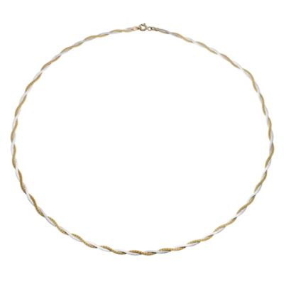 H Samuel 9ct Two Colour Gold Herringbone Plaited Necklace