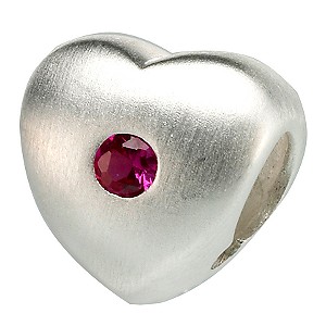 Truth Sterling Silver and Ruby Heart Charm