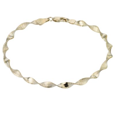 9ct Gold 7.25` Twist Herringbone Bracelet