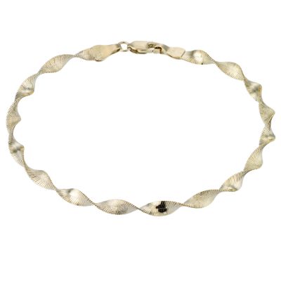 H Samuel 9ct Gold 7.25` Twist Herringbone Bracelet