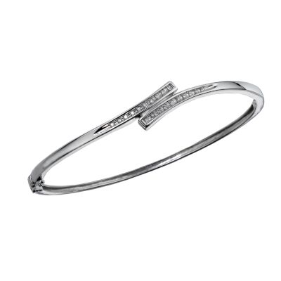 9ct white gold diamond bangle