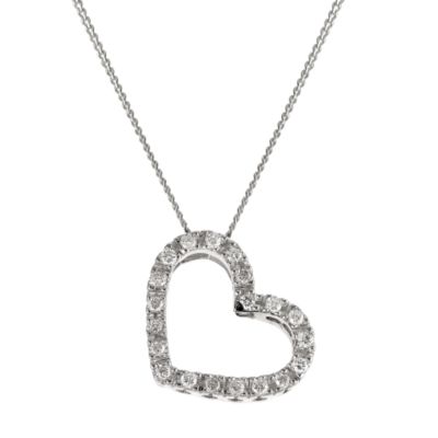 9ct white gold diamond set heart shaped pendant - Product number ...