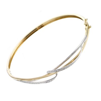 9ct white and yellow gold twist bangle - Product number 6724302