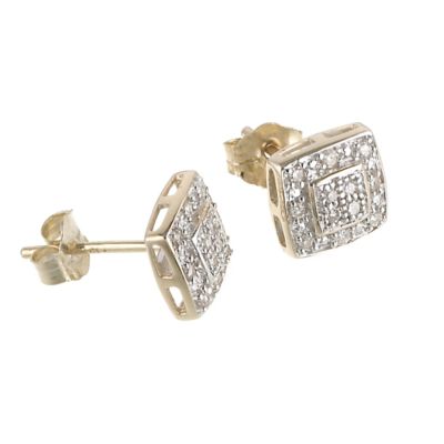 9ct gold square diamond stud earrings - Product number 6724388
