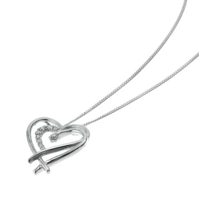 9ct white gold diamond set double heart pendant - Product number 6724418