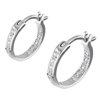 9ct white gold inside and out diamond hoop earrings - Product number 6724426