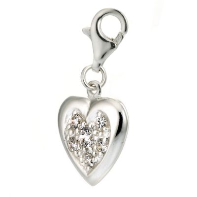 H Samuel Sterling Silver Cubic Zirconia Heart Charm