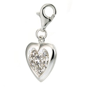 sterling Silver Cubic Zirconia Heart Charm