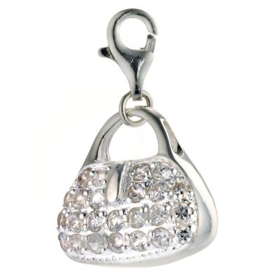 sterling Silver Cubic Zirconia Bag Charm