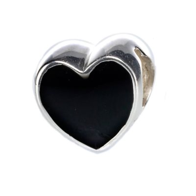 Truth Sterling Silver Black Enamel Heart Charm