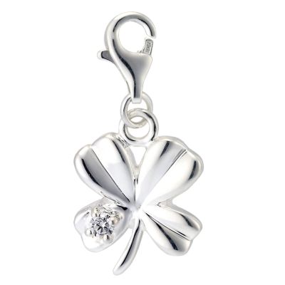 H Samuel Sterling Silver Cubic Zirconia Four Leaf Clover