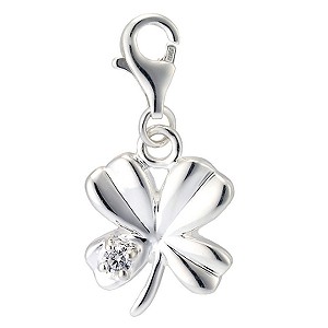 sterling Silver Cubic Zirconia Four Leaf Clover