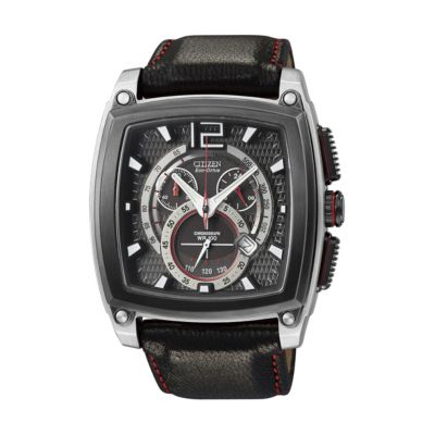 Eco-Drive mens black strap watch