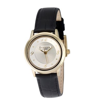 Chicago ladies black leather strap watch