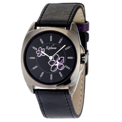Kahuna Ladies' Black Strap Floral Watch - Product number 6739008