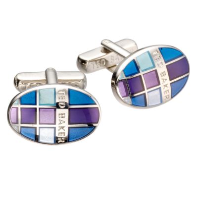 Ted Baker blue check cufflinks