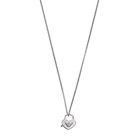 Armani sterling silver heart logo necklace
