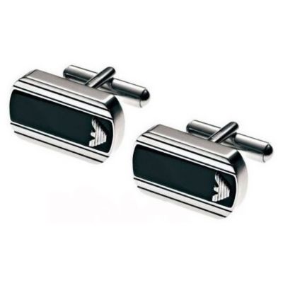 Emporio Armani black rectangular cufflinks