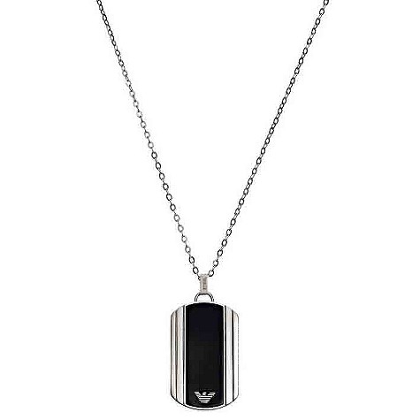 emporio Armani mens stainless steel logo necklace