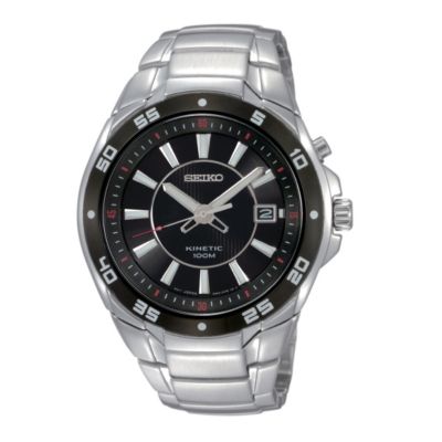 Seiko Kinetic black dial stainless steel watch - Product number 6745695