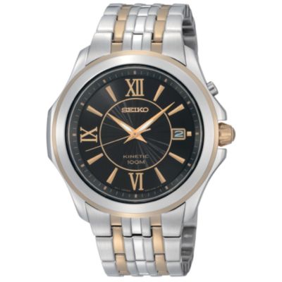 Seiko Kinetic mens black dial two colour