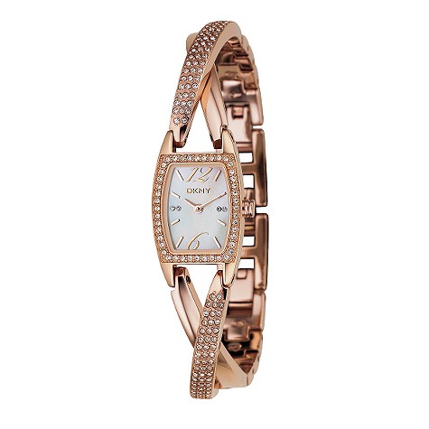 DKNY ladies rose gold case watch