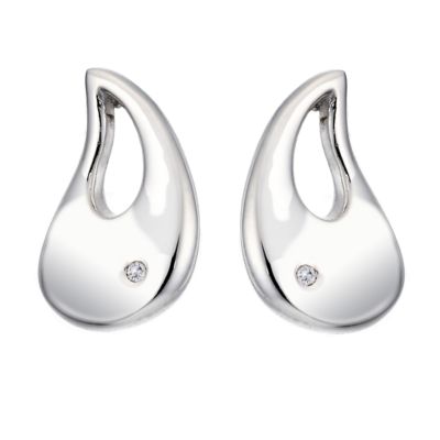Silver and diamond teardrop earrings - Product number 6749003