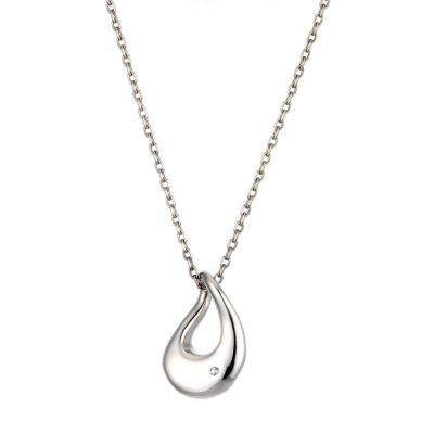 silver diamond teardrop pendant