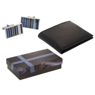 Ted Baker black leather wallet and cufflink set - Product number 6750443
