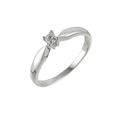 9ct white gold 12 point princess cut diamond ring at Ernest Jones
