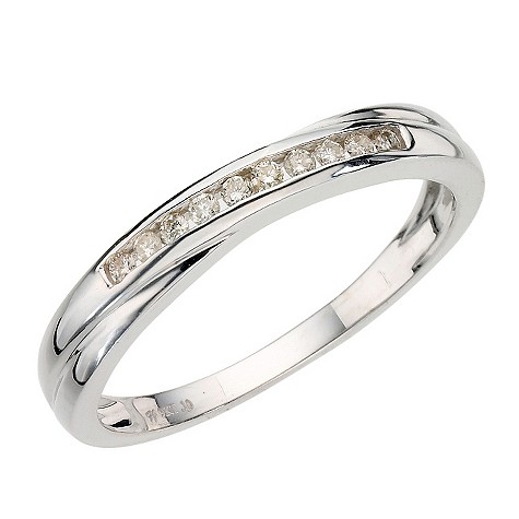 9ct white gold channel set diamond crossover ring