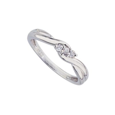 9ct white gold diamond three-stone ring