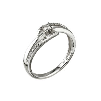 9ct white gold 15 point diamond twist ring