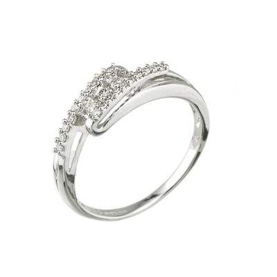 9ct white gold diamond cross over ring