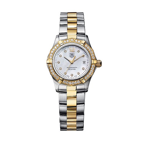 Heuer Aquaracer diamond bezel bracelet watch