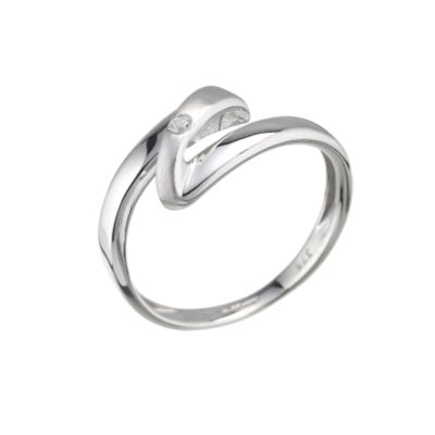 9ct white gold diamond twist design ring