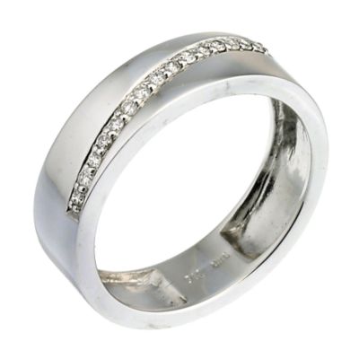 9ct white gold diamond diagonal ring
