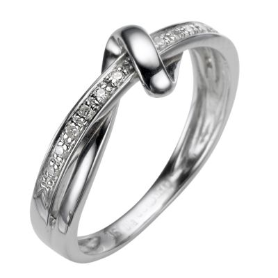 9ct white gold diamond bow ring