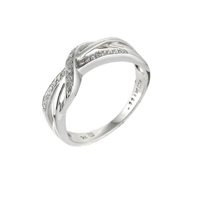 9ct white gold 10 point diamond crossover ring