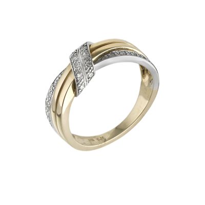 9ct gold two colour 15 point diamond ring