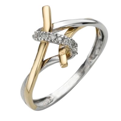 9ct two-colour gold diamond ring