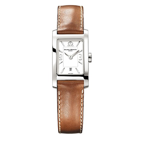 Baume & Mercier ladies brown leather strap watch