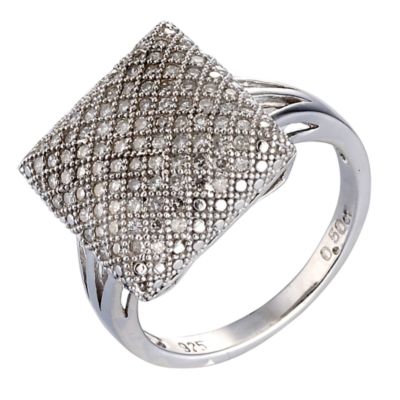 Unbranded Half carat diamond sterling silver square ring