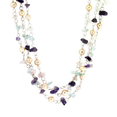 Classic Silver Amethyst and Pearl Necklace