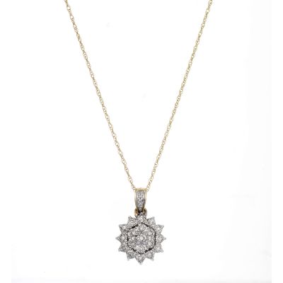 9ct White Gold Cluster Diamond Star Pendant