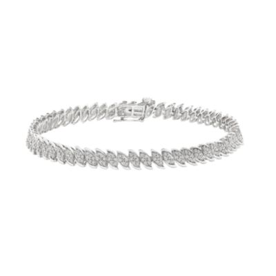 9ct white gold 1.5 carat diamond wave bracelet